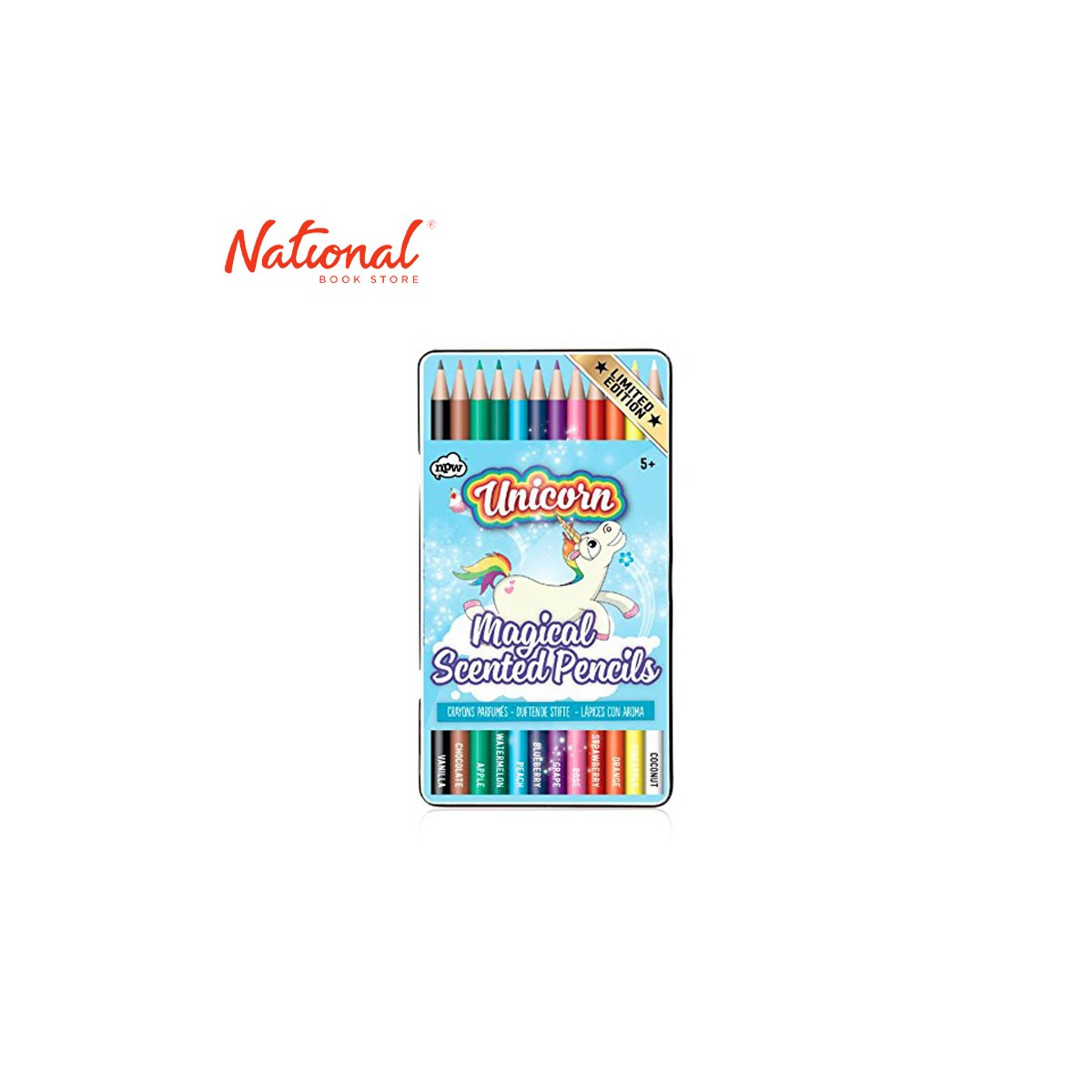 NATURAL PRODUCTS COLORED PENCIL NPW60140 BLUE UNICORN 12 COLORS MAGICAL SCENTED TIN CAN