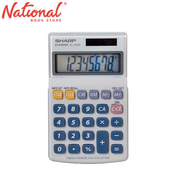 Sharp Handheld Calculator EL25S 8Digits Dual Power with Tax, White - Office Essentials