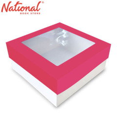 BossBox Plain Colored Gift Box 5S Pink SW3 with window 10x10x4.5 inches 3028771 - Giftwrapping Supplies
