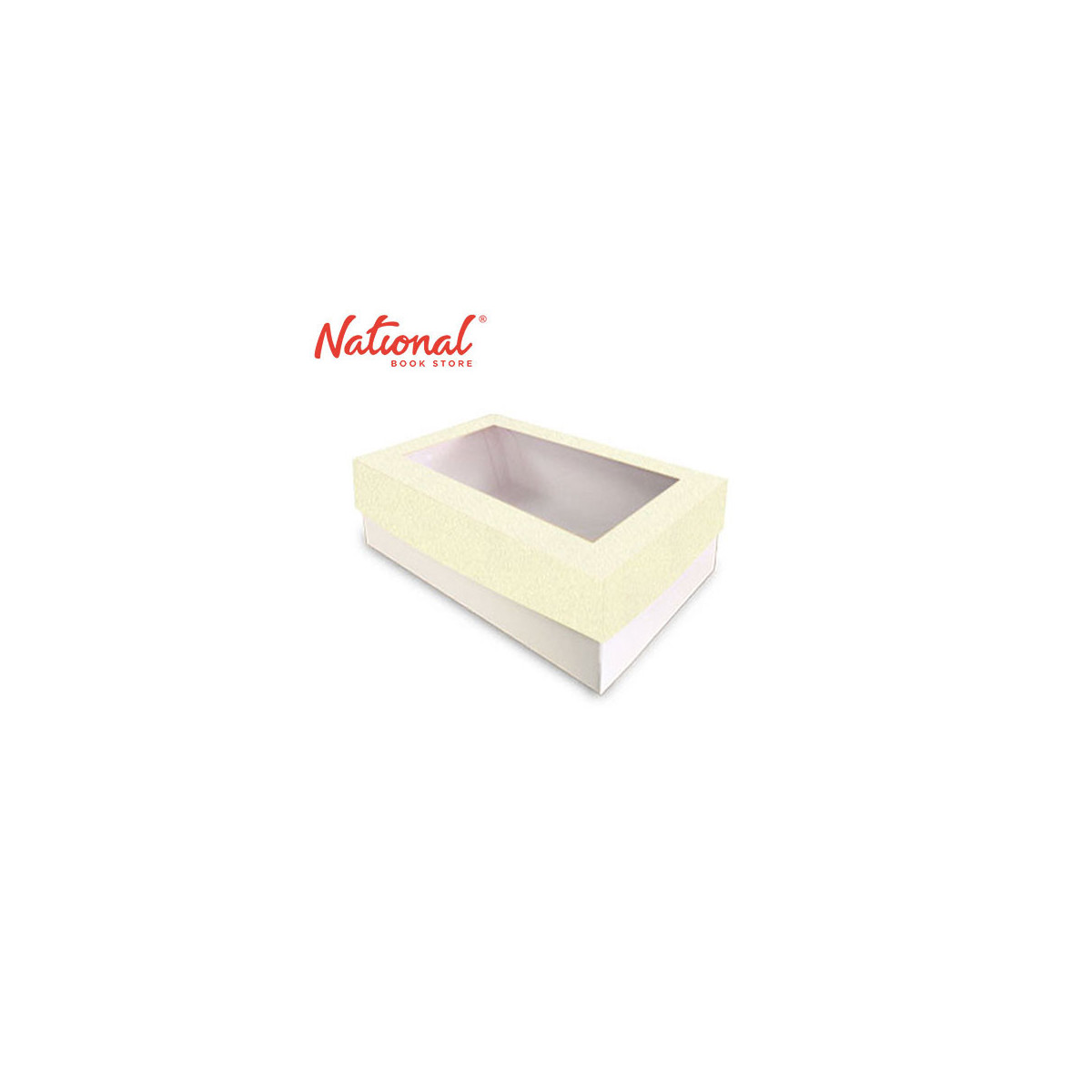 BossBox Plain Colored Gift Box 5S Stipple White RW2 with window 6x9x3 inches 3028721 - Giftwrapping Supplies
