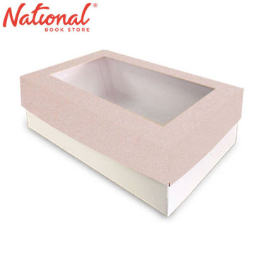 BossBox Plain Colored Gift Box 5S Rosegold RW3 with window 14x10x4.5 inches 3028778 - Giftwrapping Supplies