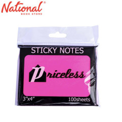 Priceless Sticky Notes PL13NP 3x4 inches Neon Pink -...