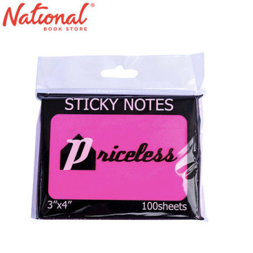 Priceless Sticky Notes PL13NP 3x4 inches Neon Pink - Notepads