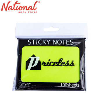 Priceless Sticky Notes PL13NG 3x4 inches Neon Green - Notepads