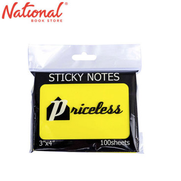Priceless Sticky Notes PL13NY 3x4 inches Neon Yellow - Notepads