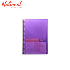 SEAGULL CLEARBOOK REFILLABLE 8827  LONG 20SHEETS 27HOLES DIAGONAL LINES DESIGN, RED