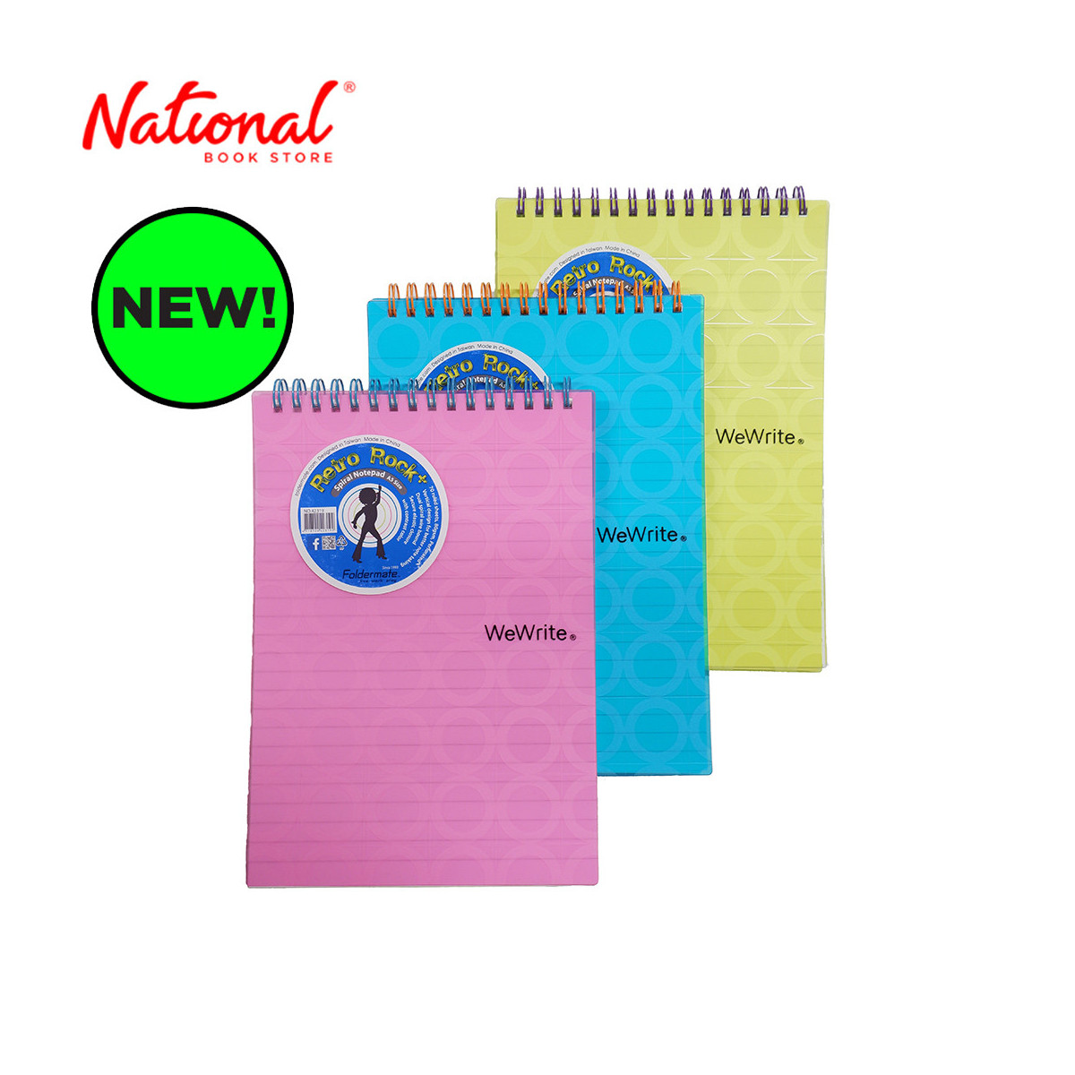 Foldermate Spiral Notebook A5 Retro Rock Plus 70 sheets Ruled Toploop (color may vary)