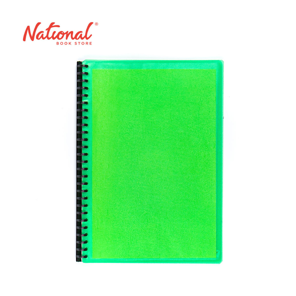 Seagull Clearbook Refillable 9927 Long 20 Sheets 27 Holes Transparent Cover Diagonal Lines Green