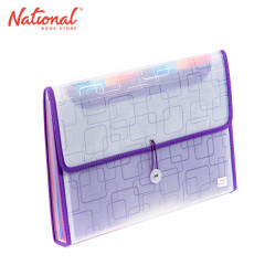 Seagull Expanding File Long 12 Pockets Garter Lock w/ Tab Transparent Colored Lining PZT4301 Violet