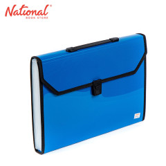Seagull Expanding File with Handle Long 12 Pockets Push Lock with Tab Black Lining B4301 Dark Blue