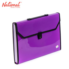 Seagull Expanding File with Handle Long 12 Pockets Push Lock with Tab Black Lining B4301 Violet