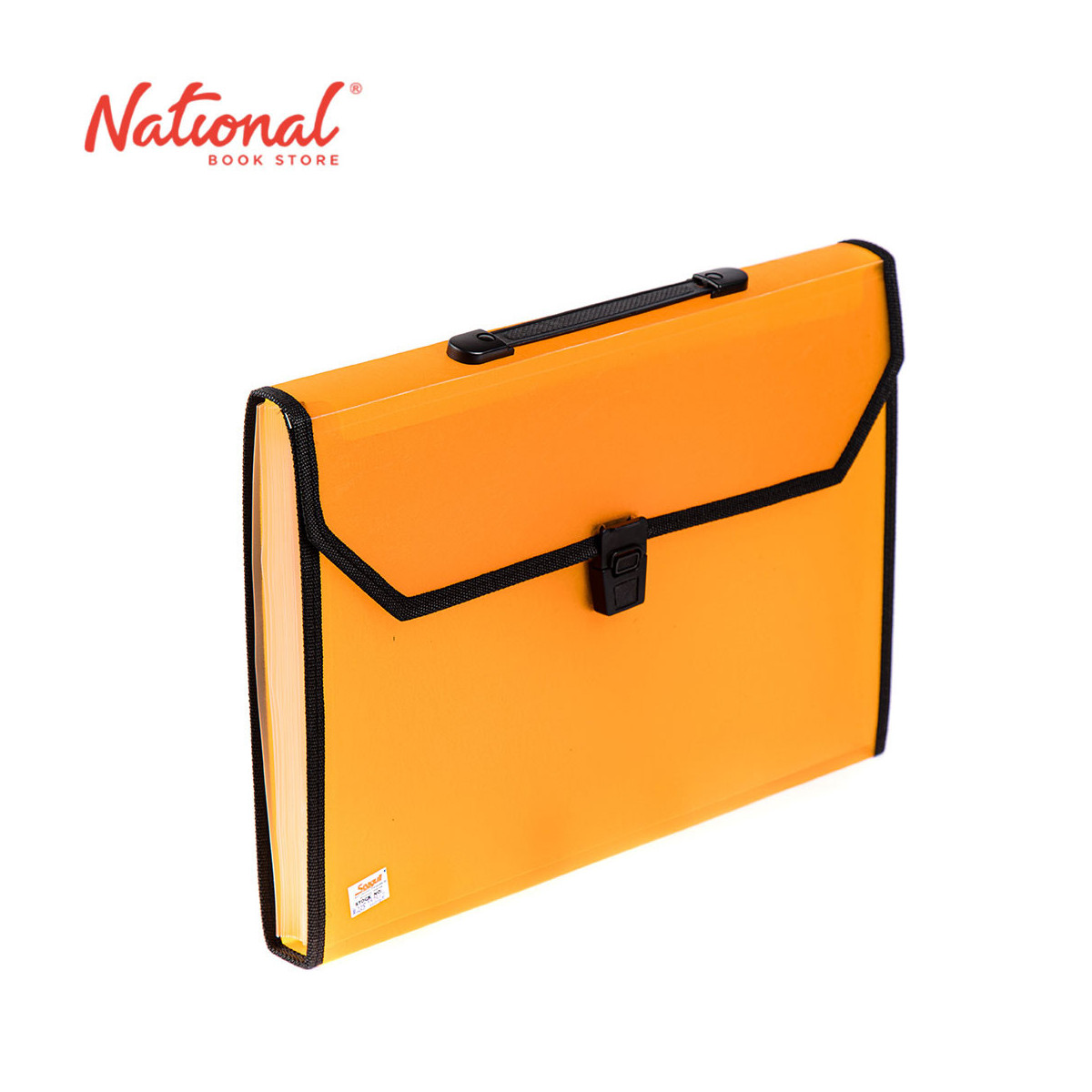 Seagull Expanding File with Handle Long 12 Pockets Push Lock with Tab Transparent Black T4301 Orange