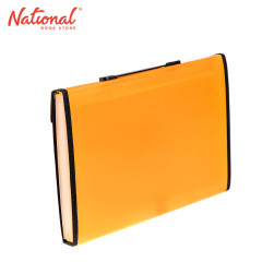 Seagull Expanding File with Handle Long 12 Pockets Push Lock with Tab Transparent Black T4301 Orange