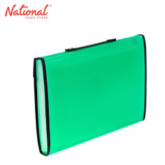 Seagull Expanding File with Handle Long 12 Pockets Push Lock with Tab Transparent Black T4301 Green