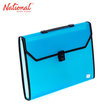 Seagull Expanding File with Handle Long 12 Pockets Push Lock with Tab Transparent Black T4301 Blue