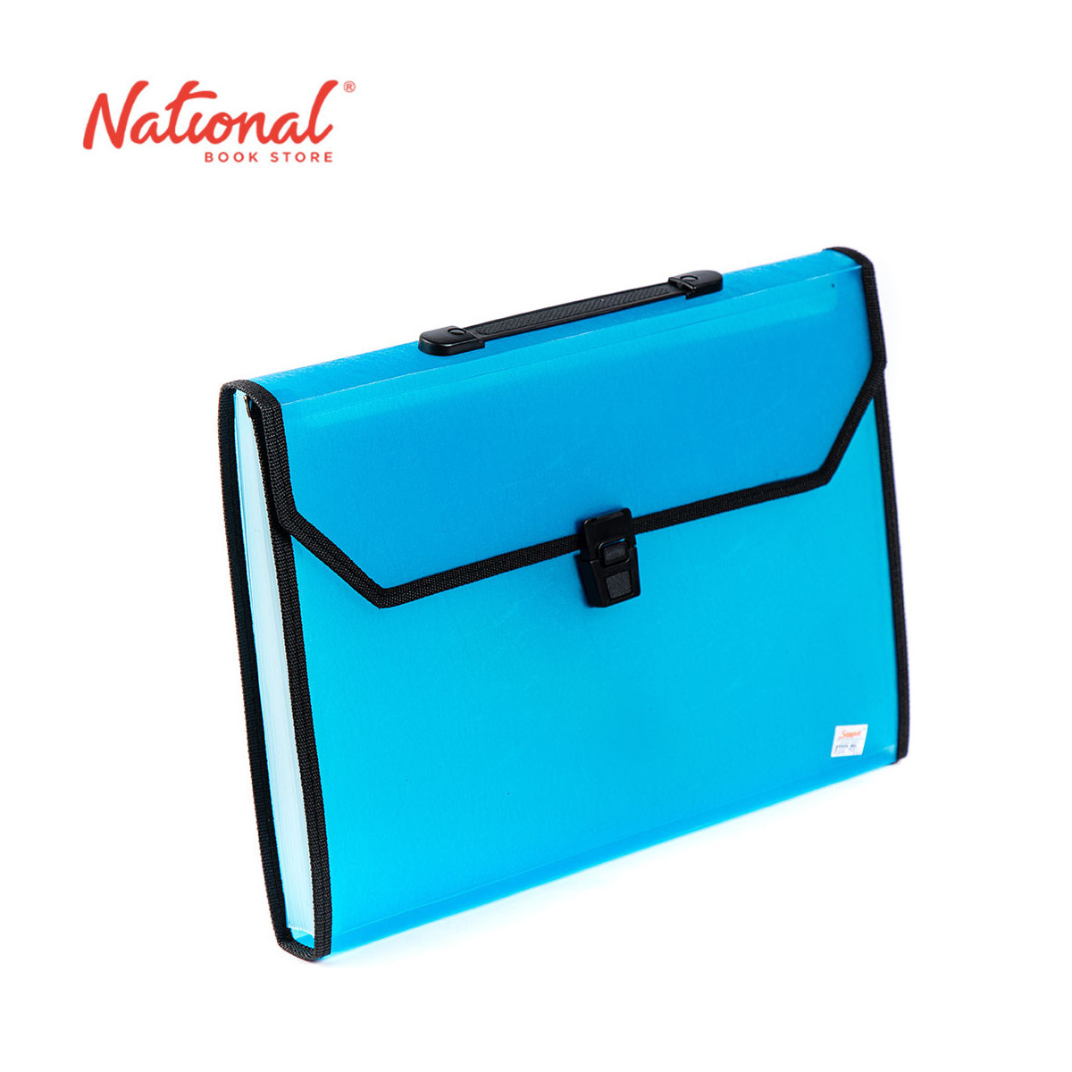 Seagull Expanding File with Handle Long 12 Pockets Push Lock with Tab Transparent Black T4301 Blue