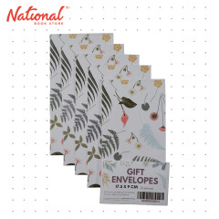 Money Envelope 5 pieces Printed No. 1 Flowers and Birds - Gift Supplies (design may vary)