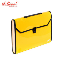 Seagull Expanding File with Handle B4301 Long 12 pockets Push Lock with Tab Black Lining, Yellow