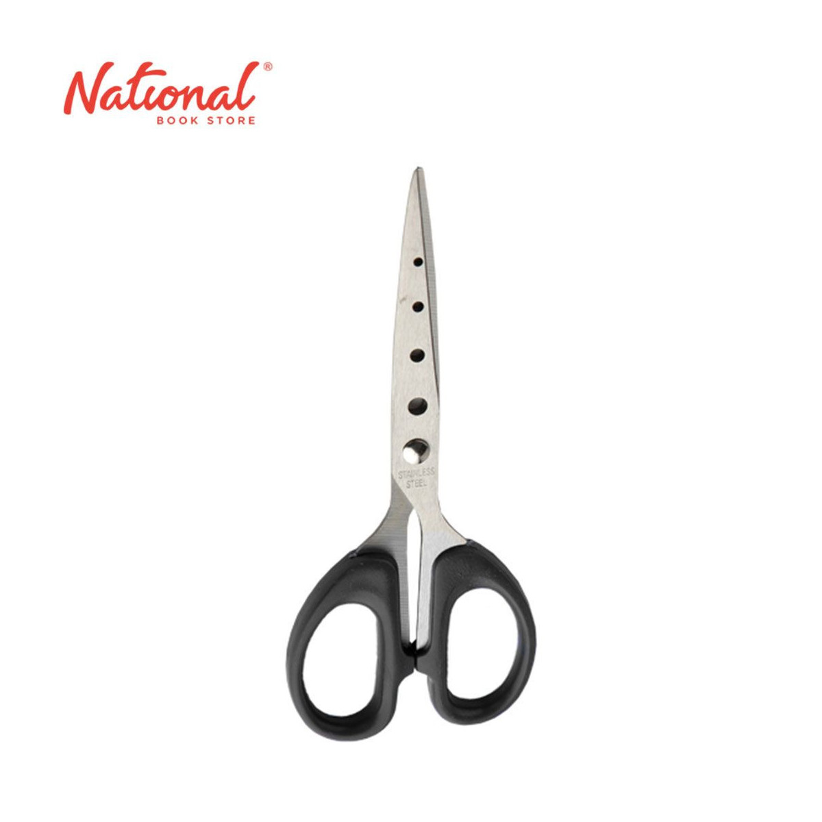 Long Life Multi-Purpose Scissors Pointed Stainless with Holes Black 6 Inches S3283