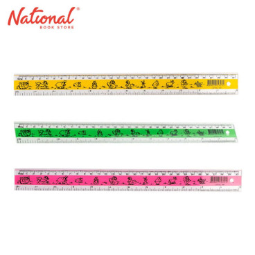 Plastic Ruler With Silk Screen 12 inches 1601, 1 piece - School Supplies
