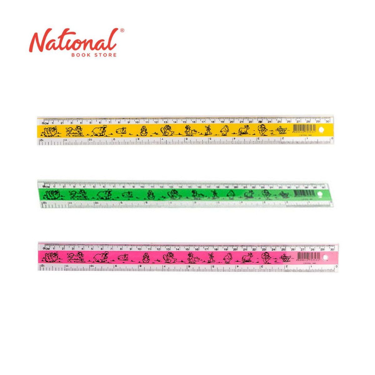 Plastic Ruler With Silk Screen 12 inches 1601, 1 piece - School Supplies