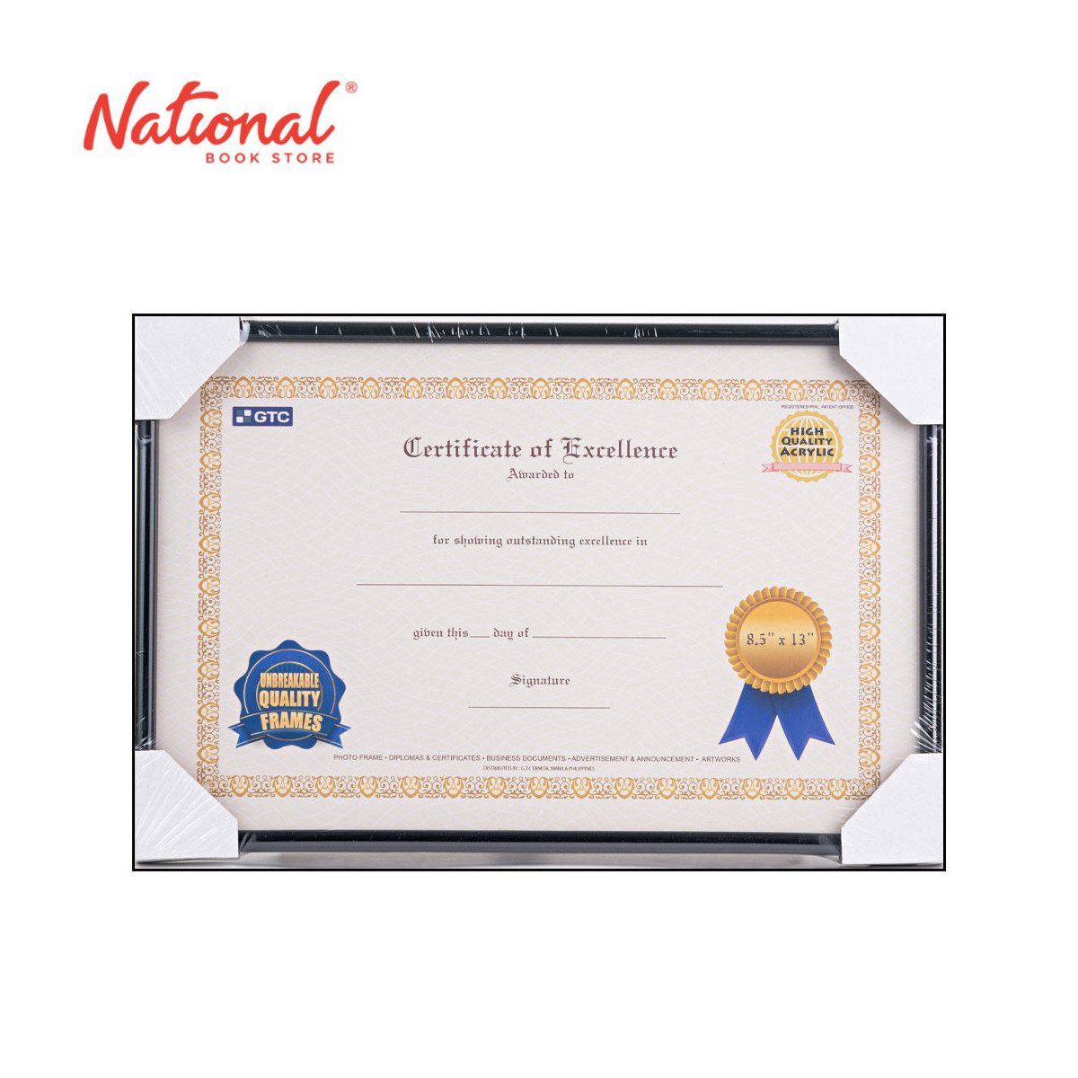 GTC Certificate Frame Gl-813 8.5x13 inches PVC - Gifts - Frames