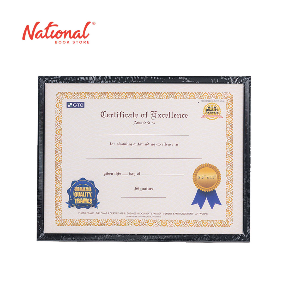 GTC Certificate Frame Sl811 8.5x11 inches PVC - Gifts - Frames