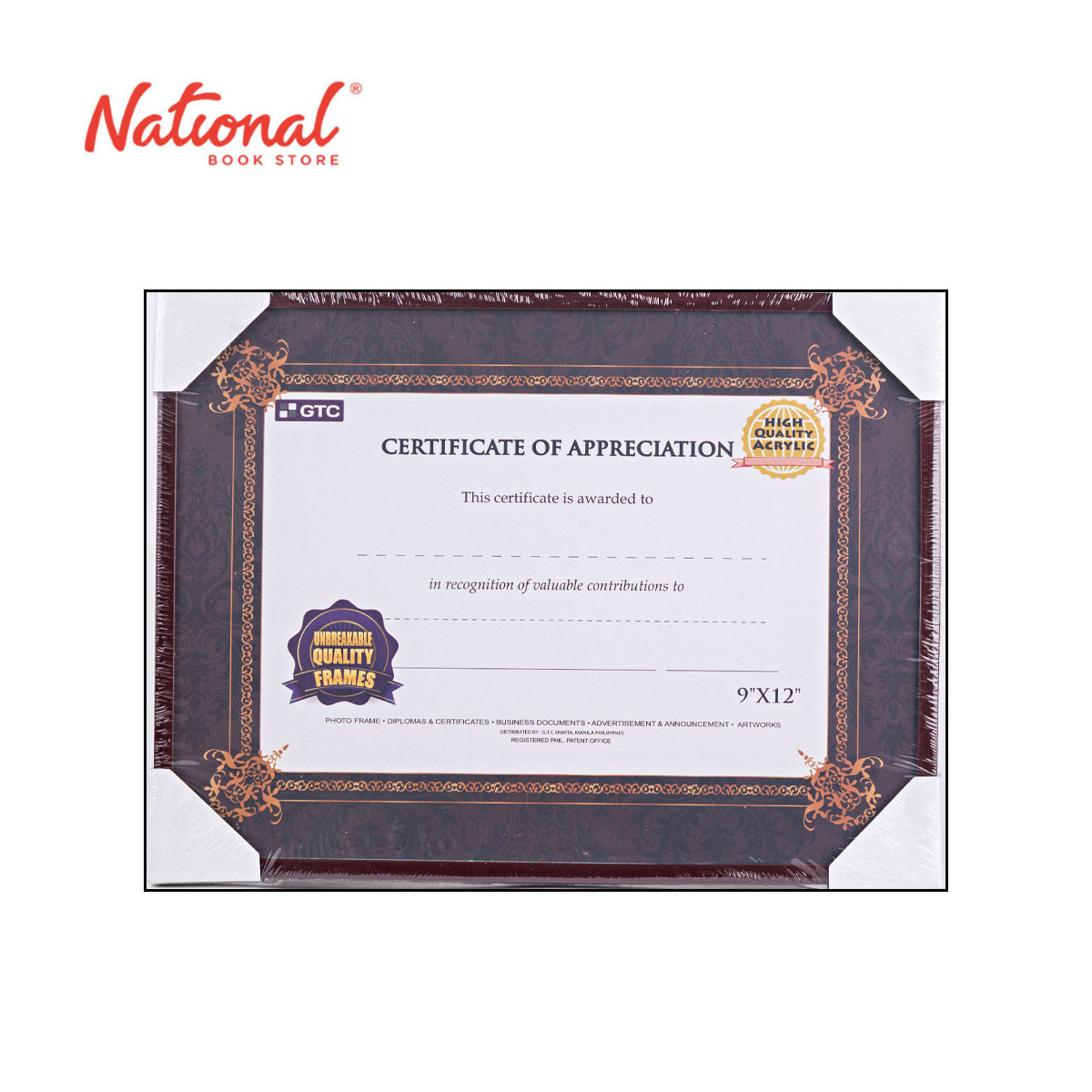 GTC Certificate Frame Tl912 9x12 inches PVC - Gifts - Frames