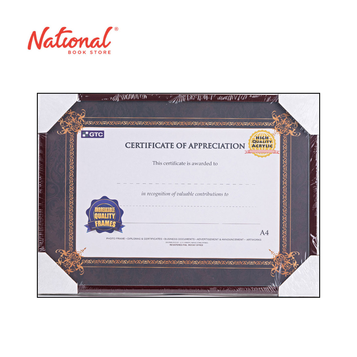 GTC Certificate Frame TLA4 A4 PVC - Gifts - Frames