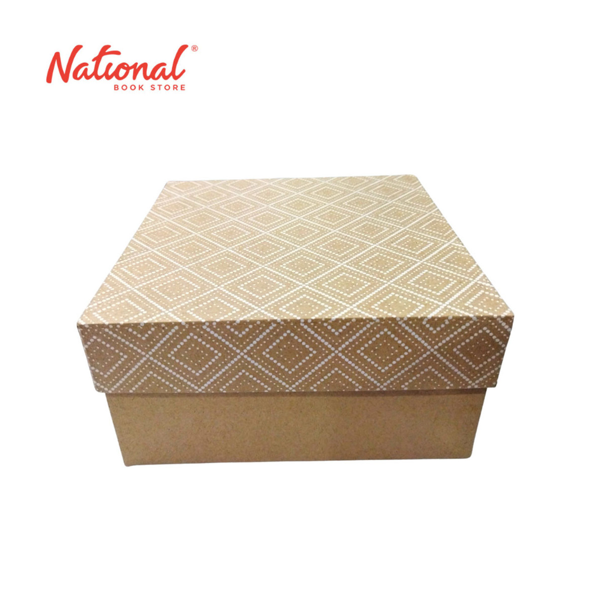 Printed Kraft Gift Box Square Large 16x16x8cm - Giftwrapping Supplies