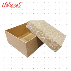 Printed Kraft Gift Box Square Large 16x16x8cm - Giftwrapping Supplies