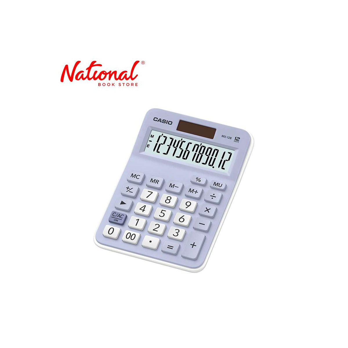 Casio Desktop Calculator MX12B LT Blue MT Dual Power - School - Office - Business Essentials