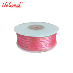 Double Edge Ribbon Pink with Metallic 1/8 inches -...
