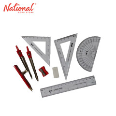 M&G Math Set 9s All in One 2 Triangle 1 Protractor 1 Ruler 2 Compass 1 Eraser 1 Pencil 1 One Hole Sharpener HARL1304