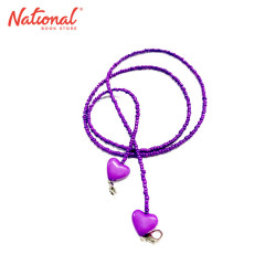 Face Mask Lanyard Colored Beads Violet with Heart -...