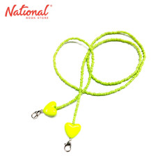 Face Mask Lanyard Colored Beads Green with Heart -...