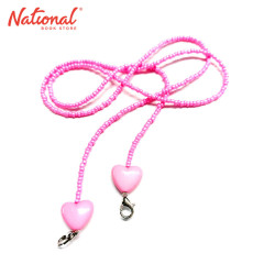 Face Mask Lanyard Colored Beads Light Pink with Heart -...
