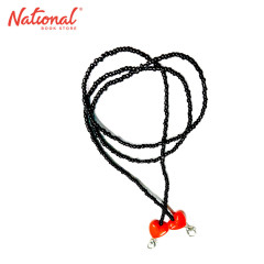 Face Mask Lanyard Black Beads Red with Heart - Medical...