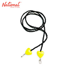 Face Mask Lanyard Black Beads Yellow with Heart - Medical...