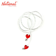 Face Mask Lanyard White Beads Red with Heart - Medical...