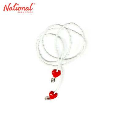 Face Mask Lanyard White Beads Red with Heart - Medical Supplies