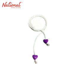 Face Mask Lanyard White Beads Violet with Heart - Medical Supplies