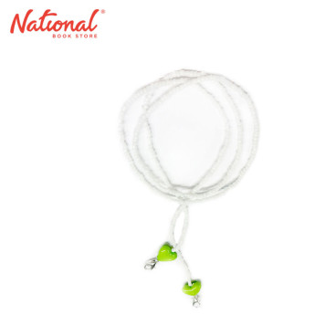 Face Mask Lanyard White Beads Green with Heart - Medical Supplies