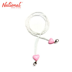 Face Mask Lanyard White Beads Light Pink with Heart -...