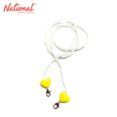 Face Mask Lanyard White Beads Yellow with Heart - Medical...