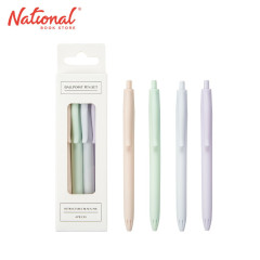 Retractable Ballpoint Pens 1.0mm Pastel 4's ID12534 - School Supplies