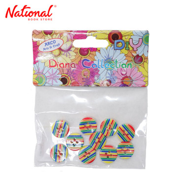 Arco Diana Button F4557, Rainbow Stripes - Arts & Crafts Supplies - Sewing Supplies