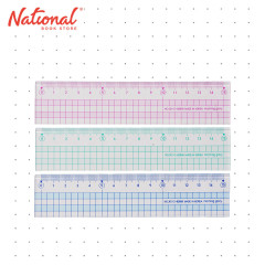 Morning Glory Plastic Ruler Color Grid Blue/Green/Pink 1000 30112-82856 6 inches (color may vary)