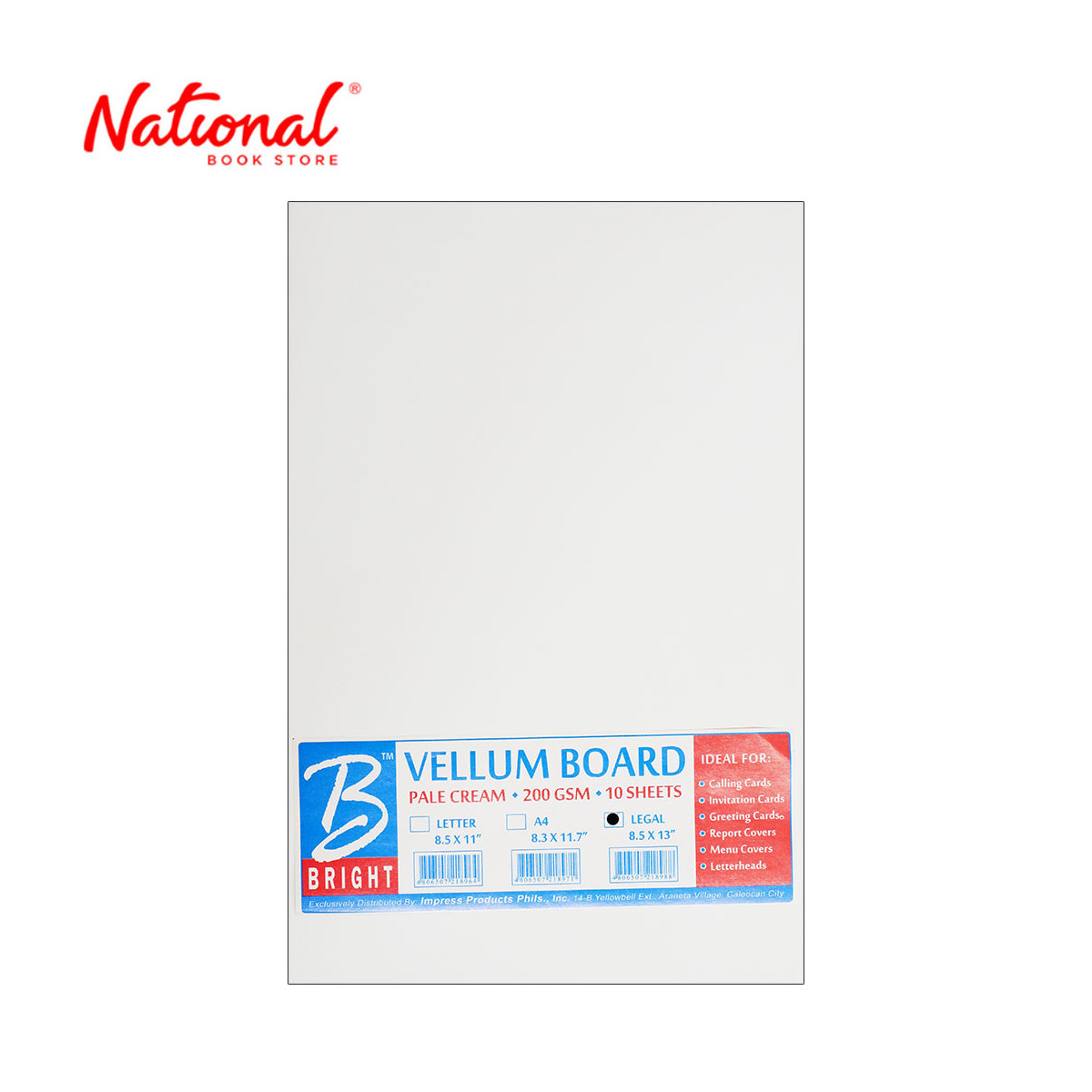 Bright Vellum Board 220GSM 10's Pale Cream Long - School & Office Supplies - Specialty Papers