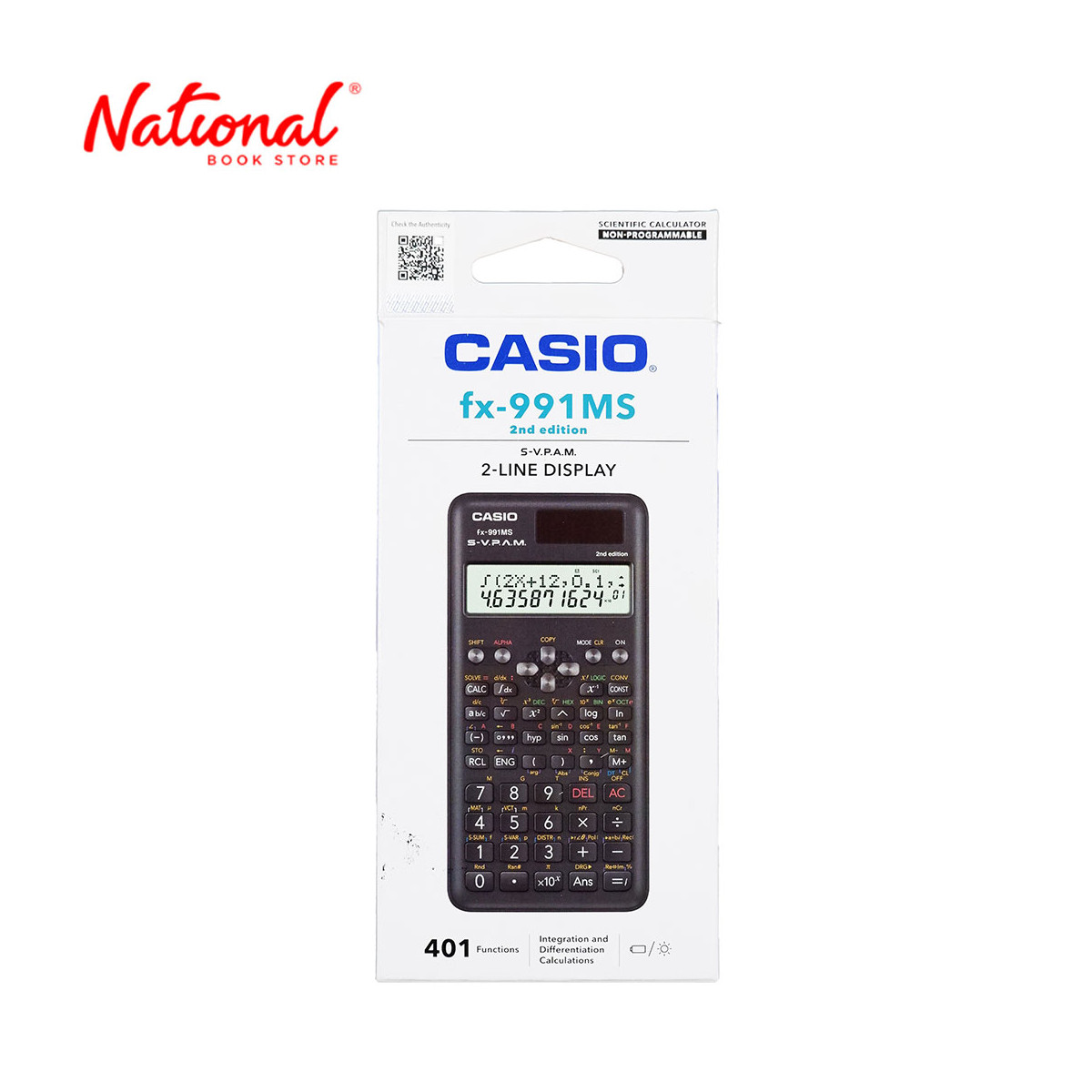 Casio FX-991MS 2nd Gen Non-Programmable Scientific Calculator, 401